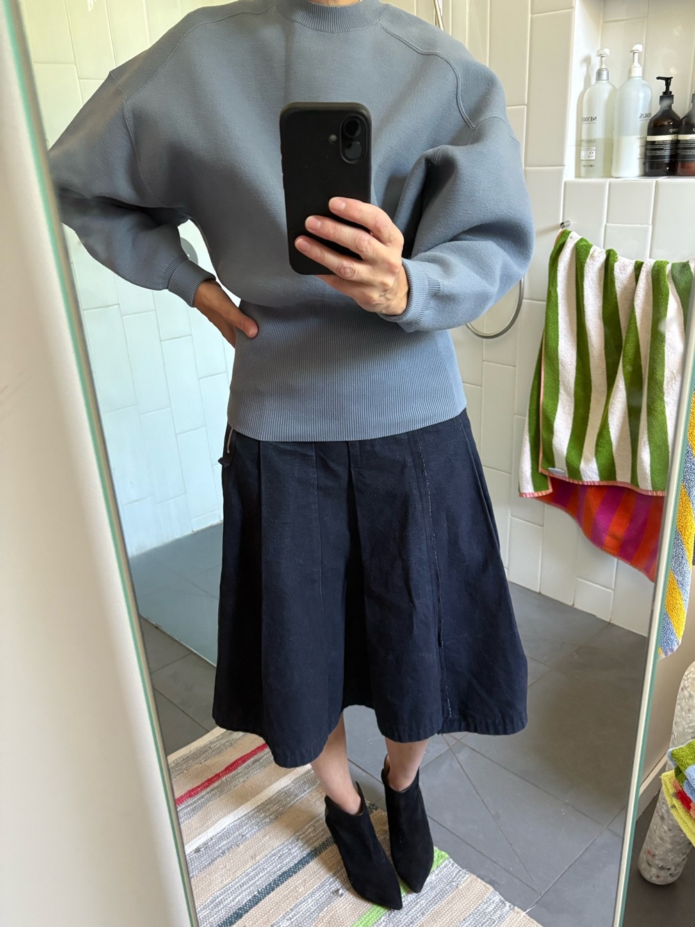 ACNE Light Blue Sculptural Crewneck Sweater
